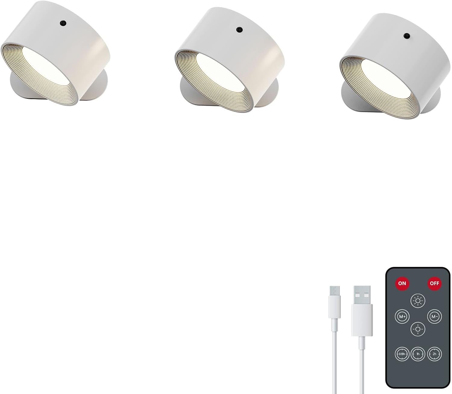 LED Sconces, Wall Mounted Lamps with Rechargeable Battery Operated USB Port 3 Color Temperatures