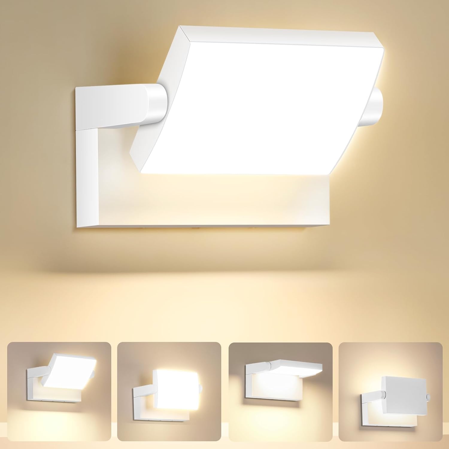 Outdoor Wall Lights 40W 350 ° Adjustable Modern Security Commercial Exterior Wall Mount Fixture 6000K Waterproof Black Floodlights