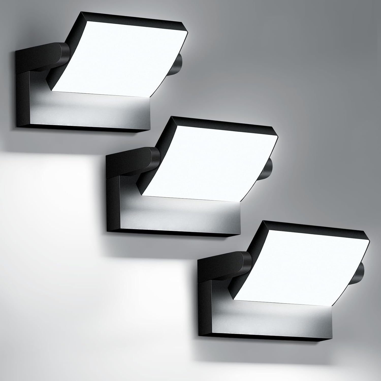 Outdoor Wall Lights 40W 350 ° Adjustable Modern Security Commercial Exterior Wall Mount Fixture 6000K Waterproof Black Floodlights