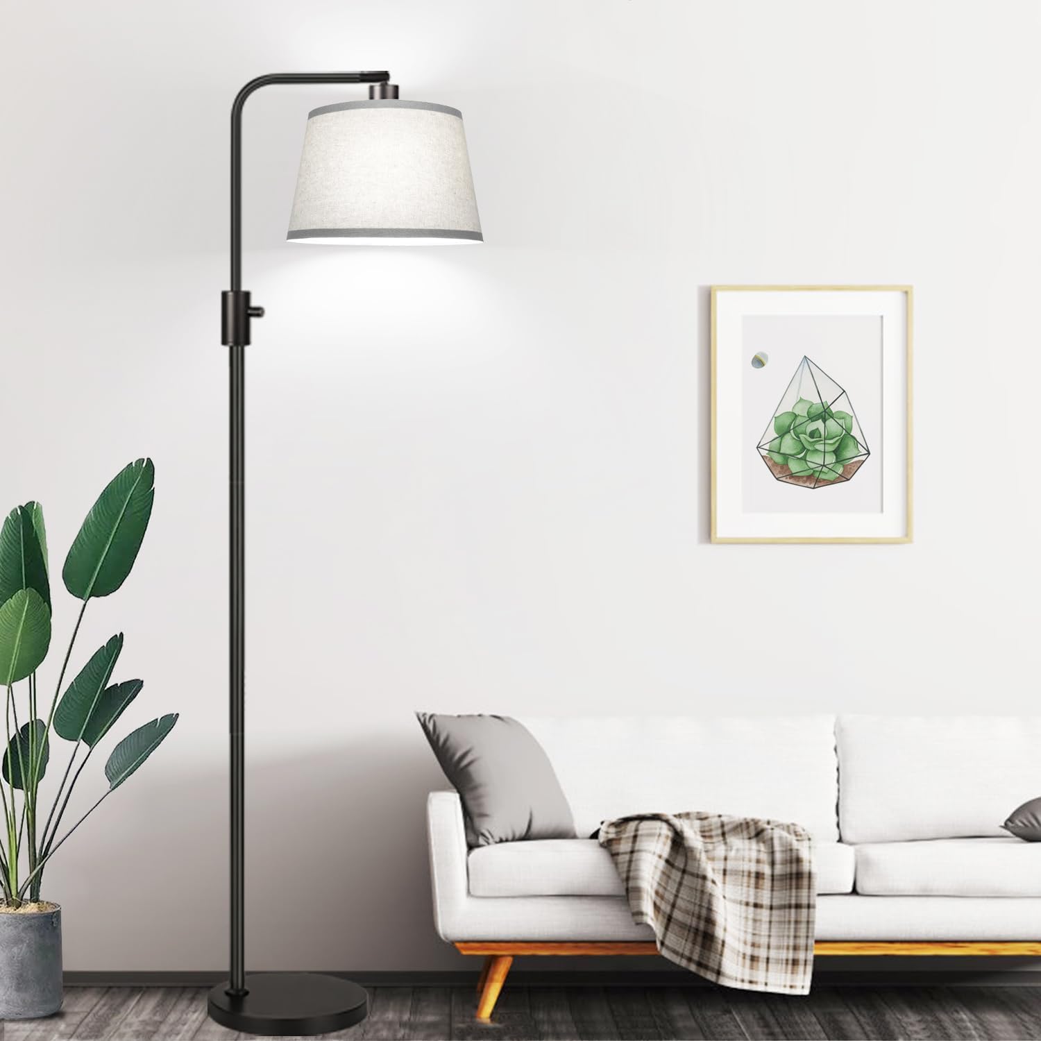 Dimmable Floor Lamp, 1000 Lumens LED Edison Bulb Included, Arc Floor Lamps for Living Room