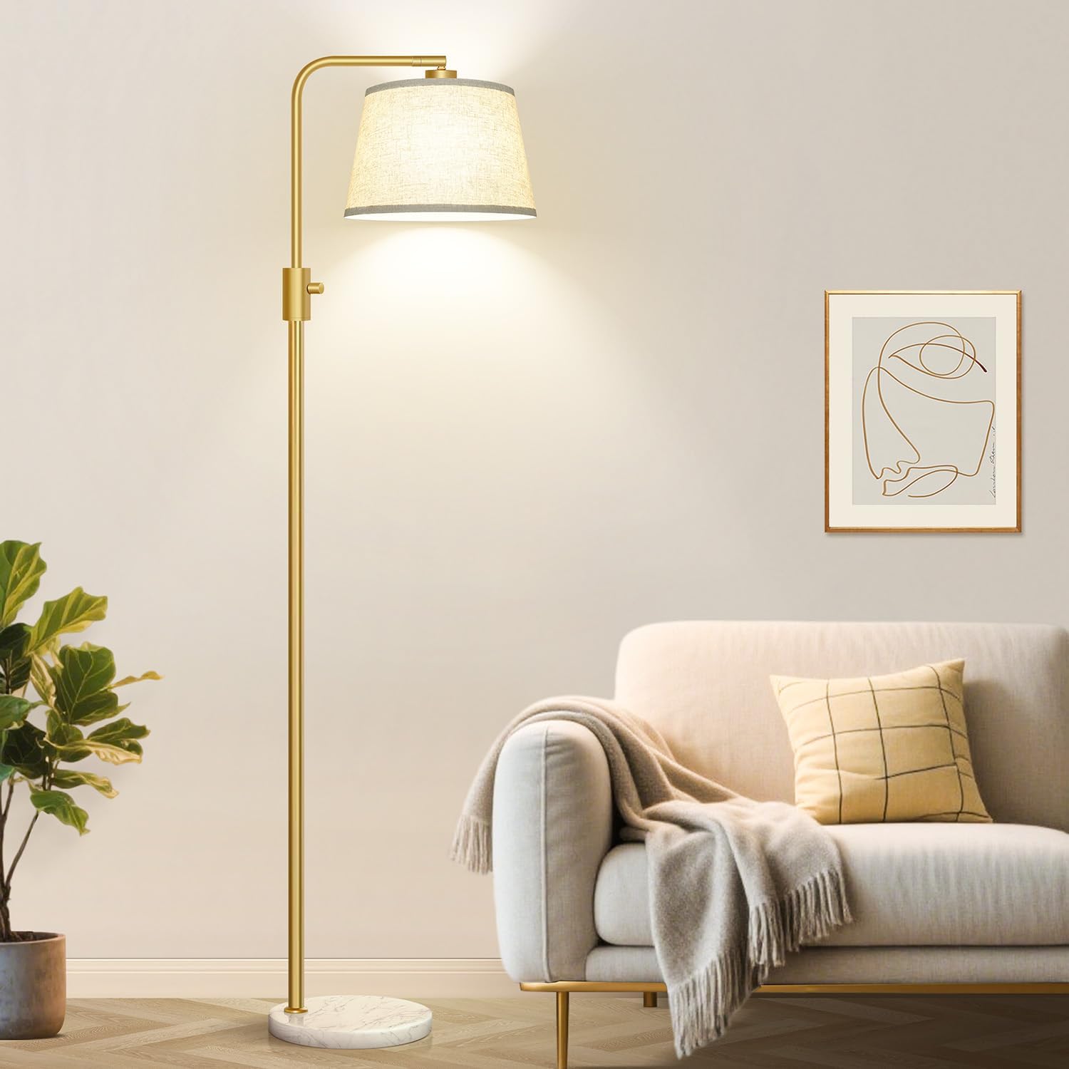 Dimmable Floor Lamp, 1000 Lumens LED Edison Bulb Included, Arc Floor Lamps for Living Room